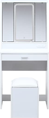 不二貿易(Fujiboeki) ドレッサー 鏡台 幅60*奥行39*高さ130cm ホワイト 三面鏡