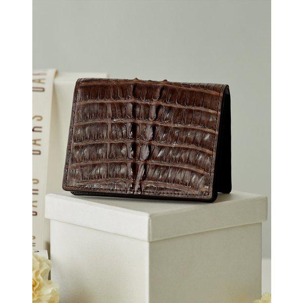 [26SS] [ミディアムウォレット][CAIMAN][カイマン] ブラウンのアリゲーターレザー DBWA6E717W3