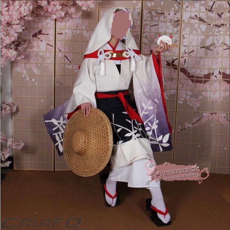 陰陽師風茨木童子 茨木子壷装束 着物 舞台衣装コスプレ衣装 笠cosplay コスチューム セットアップ レディース 大人 仮装 変装