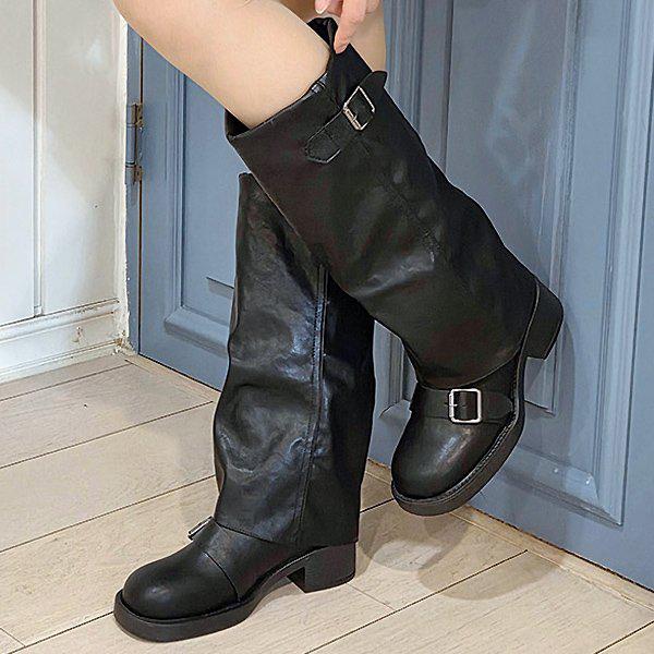 レイヤード冬 女性 レディース アンクル ロングブーツ 6cm sjaw bc1006_P409796067