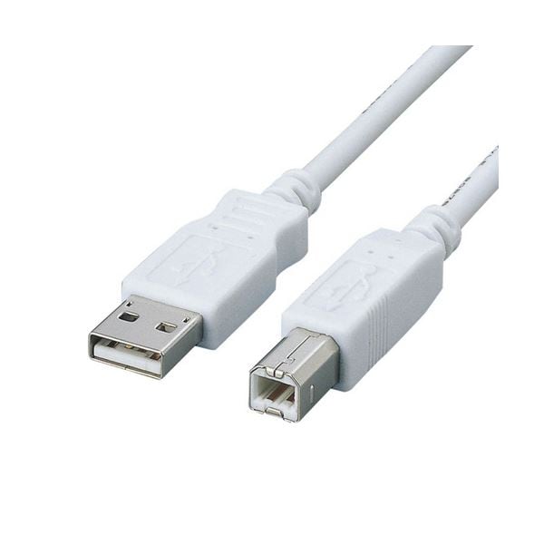 （まとめ）エレコムフェライトコア内蔵USB2.0対応ケーブル (A)オス-(B)オス ホワイト 0.5m USB2-FS051本(×5セット)その他PCケーブル