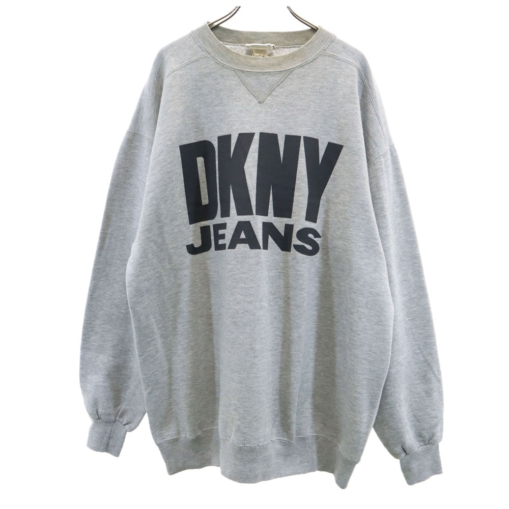 ダナキャランニューヨークジーンズ 90s USA製 オールド 長袖 スウェット トレーナー グレー DKNY JEANS 裏起毛 メンズ