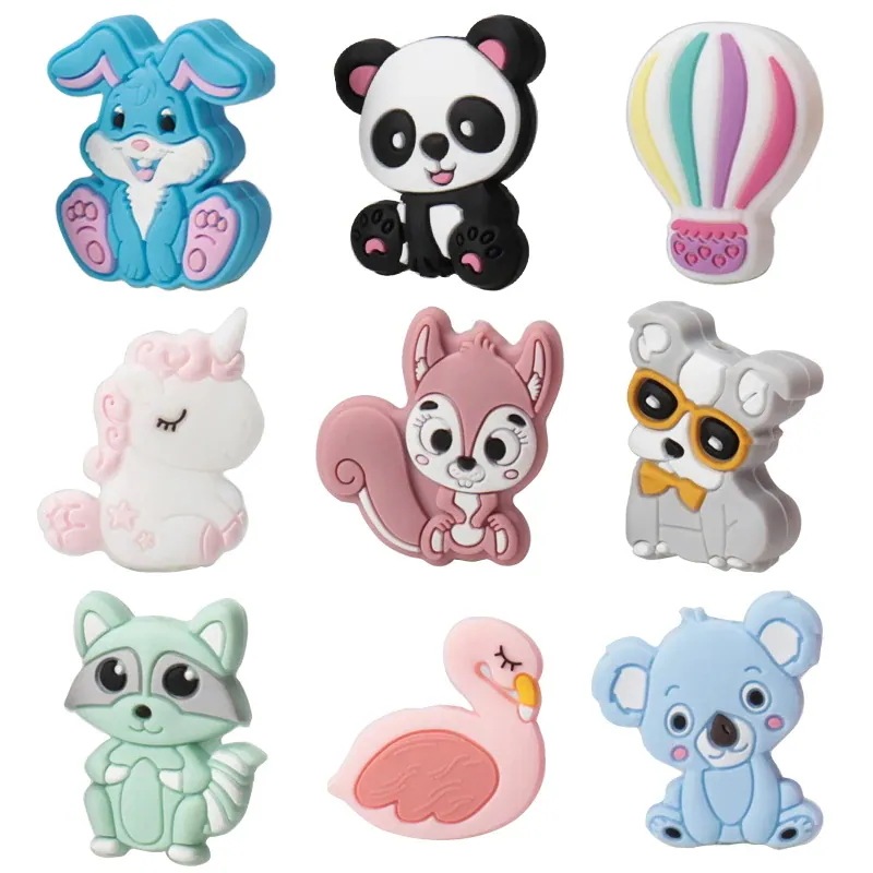 赤ちゃん用シリコン歯がためビーズ 50個 歯が生えるリング 歯磨き粉 安全 卸売り