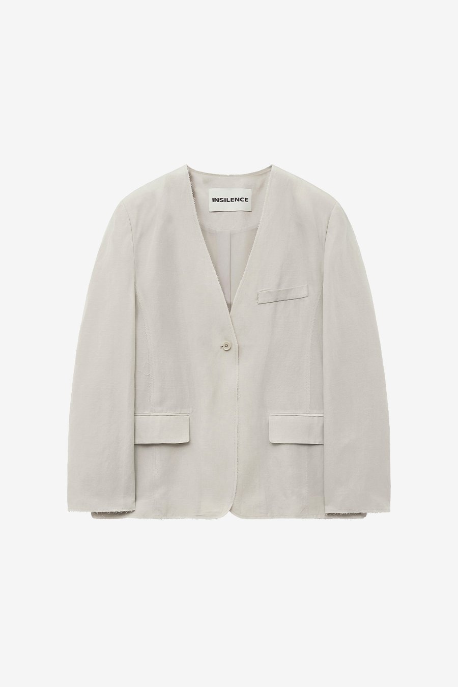 【INSILENCE】 LINEN CUTOFF JACKET : ASH BEIGE