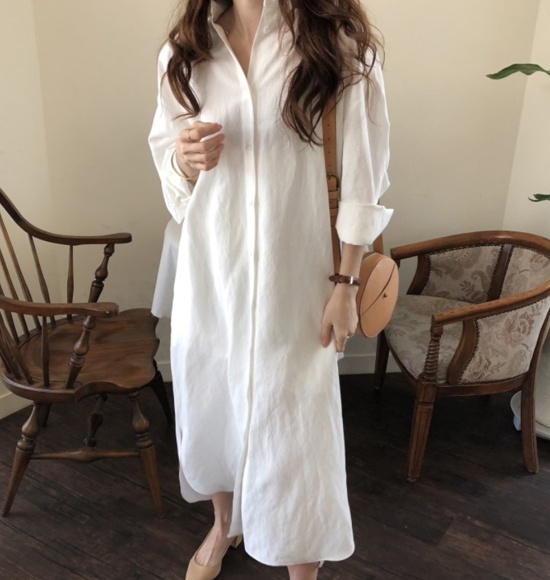 ワンピース デート モテアイテム シャツワンピース ルーズ 長袖 コットン 大人可愛い きれいめ 上品 おしゃれ かっこいい 大人可愛い ラブリー キュート ガーリー クール モード系 セクシー 5,621円