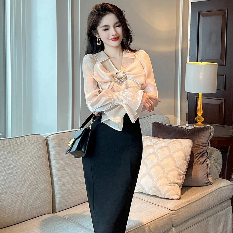 【JY.上品】 秋 蝶結び飾り ワンピース ニセ2セット マーメイド フリル 通勤 ロングワンピース パーティードレス キャバ 着痩せ 大人 同窓会 披露宴 卒業式 結婚式 演奏会 ウェディング 二3