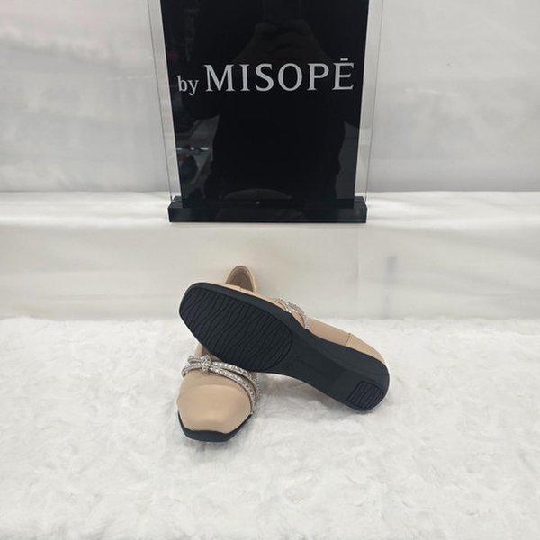 By 女性 キュービック ストラップ フラット シューズ 612HT411FY002 BEIGE 4 JJ