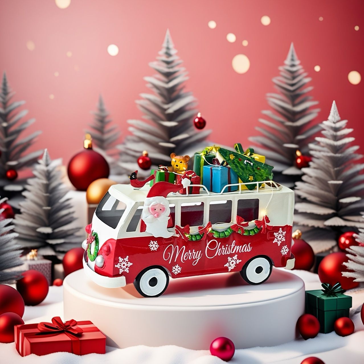 クリスマスオブジェ 置物 バスに乗っているサンタ 冬 インテリア 可愛い インテリア雑貨 室内 寝室 玄関 鉄 庭 ガーデニング プレゼント ギフト 贈り物 ユニークty551