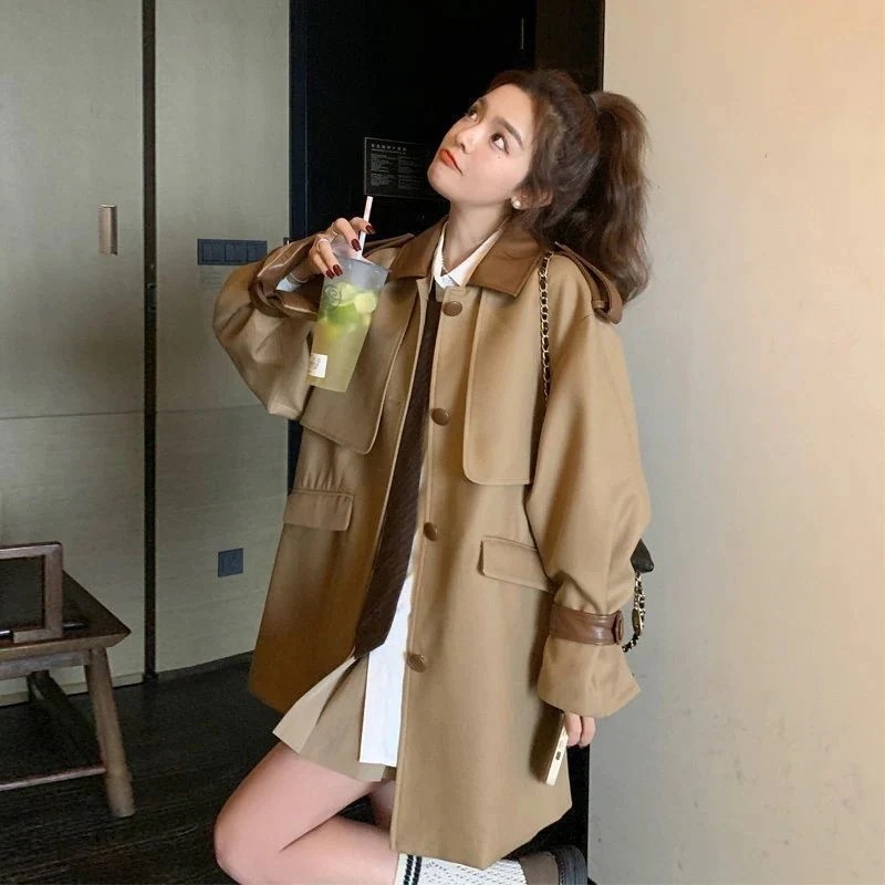 2025春作可愛いトレンチコートAWアウター秋セミロングコート流行りコートジャケット英伦風ロングコートレディーストップス大きいサイズ大人っぽチェスターコ春トレンチコー