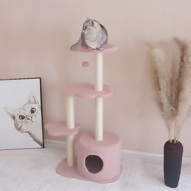 キャットタワー 据え置き 猫タワー 猫爪とぎ 猫ハウス キャットハウス 置き型 ボールおもちゃ付き 爪とぎ ペット用品 運動不足対策 おしゃれ INS 可愛い 誕生日 プレゼント