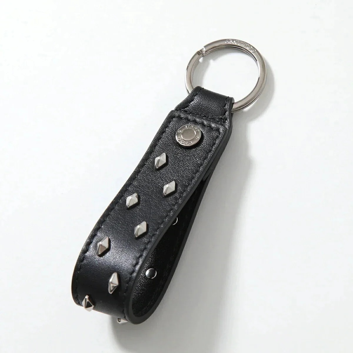 Jimmy Choo ジミーチュウ キーリング WARWICK/S DOO ワーウィック メンズ レザー ダイヤモンドスタッズ キーホルダー キーチャーム カラ