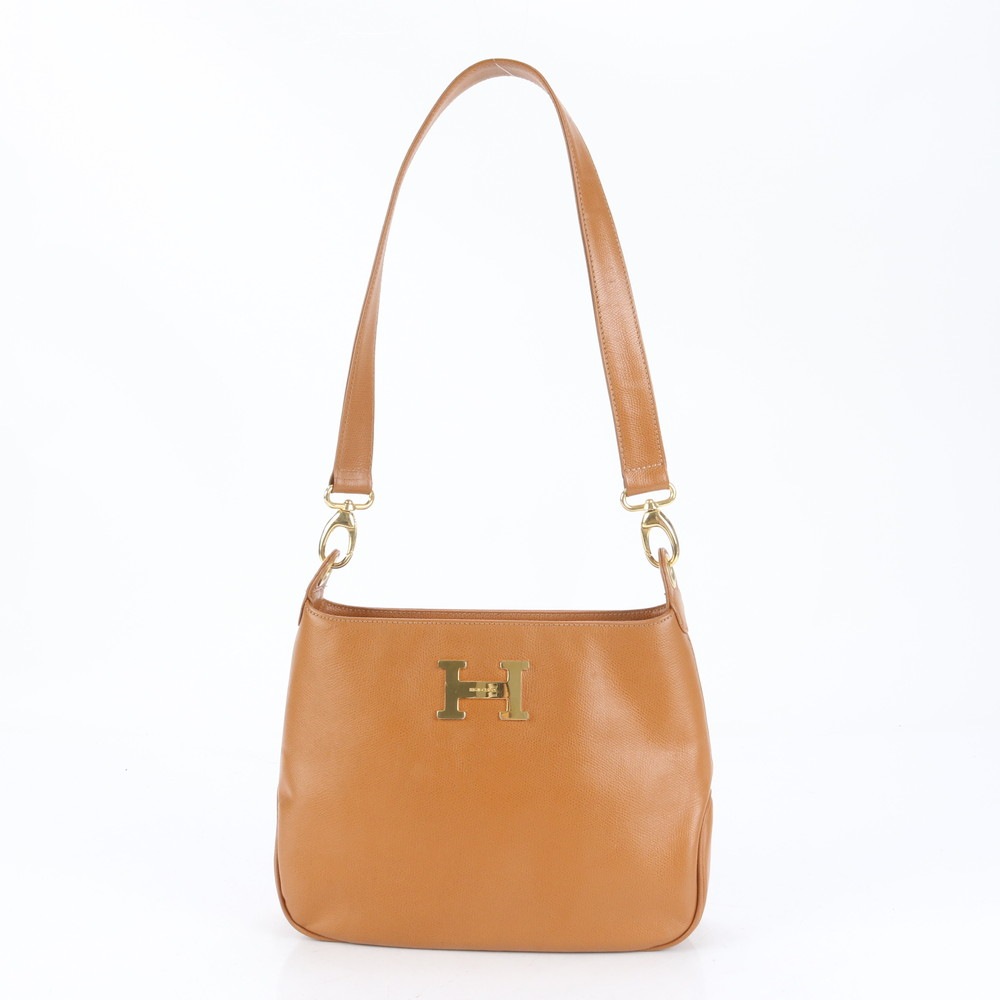 美品 ワンショルダー ブラウン ゴールド 金具 レザー ショルダーバッグ 肩掛け トート ハンド レディース EUE CP9-3 中古