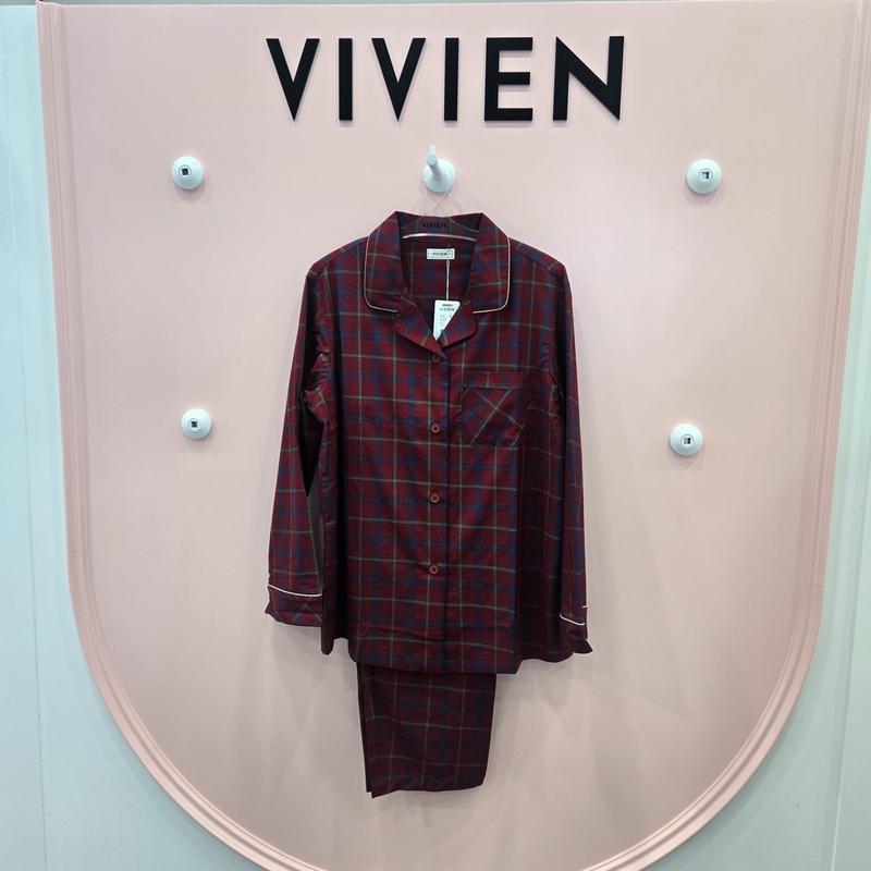 純綿先染めチェック 女性パジャマセット WP6048_GN