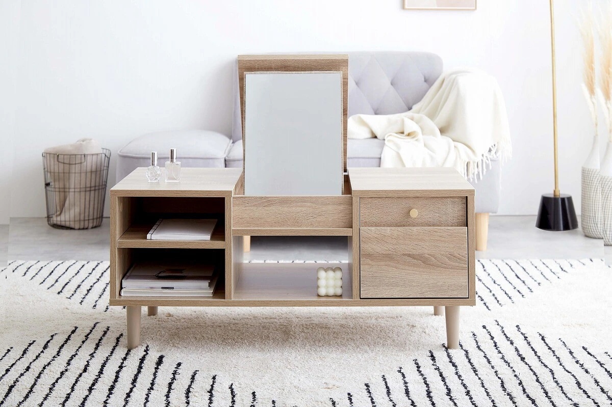 Charme ドレッサーテーブル　ドレッサー　テーブル　センターテーブル　メイク　ヘアセット　鏡　ワンルーム