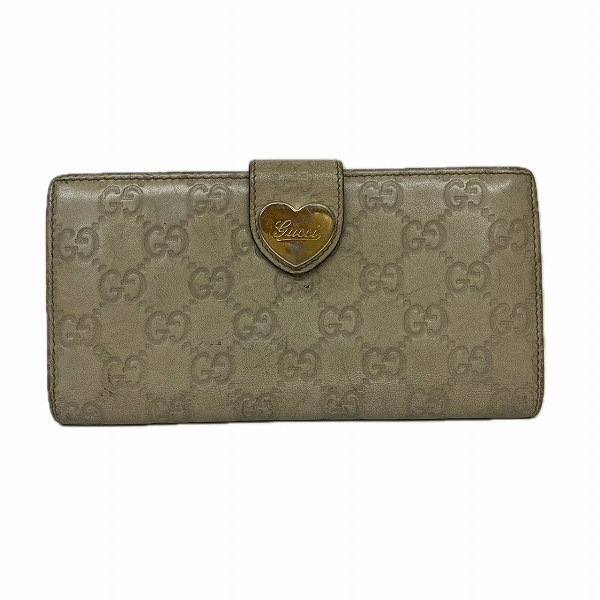 グッチ グッチシマ ラブリーハート 203550 ゴールド金具 ベージュ 長財布 レディース【中古】