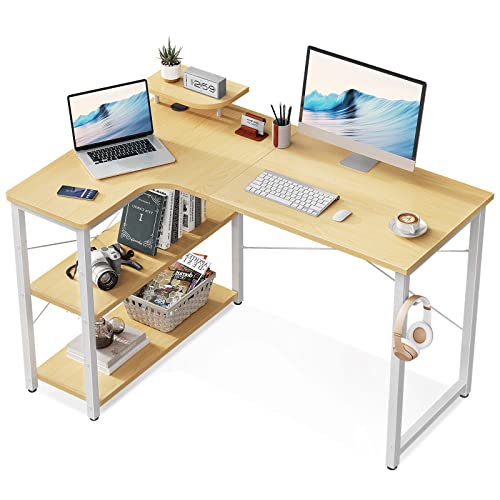 色：ナチュラル サイズ：110*80*74cm ODK パソコンデスク L字 ゲーミングデスク 幅1