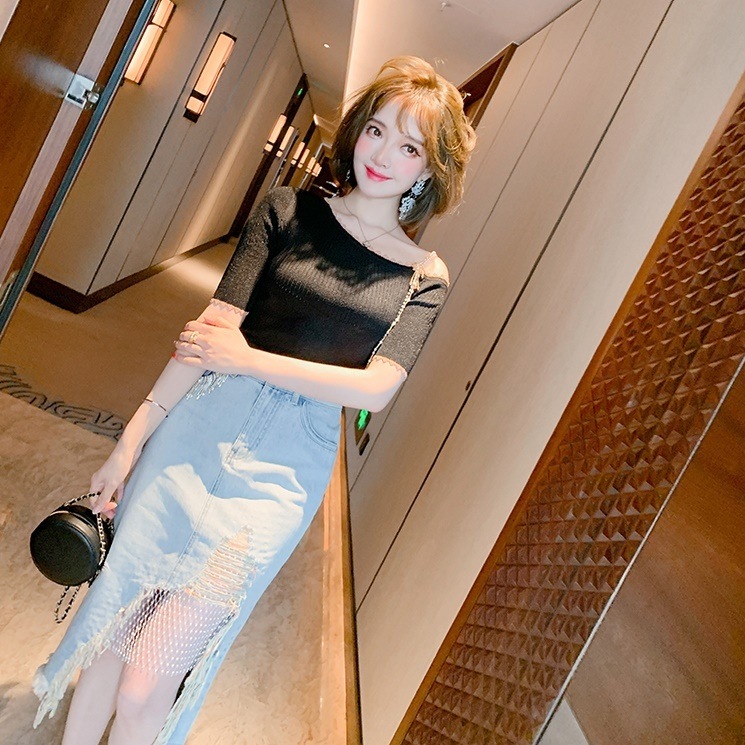 セットアップ 2点セット 上下セット トップス ボトムス オフショルダー ニットトップ スカート