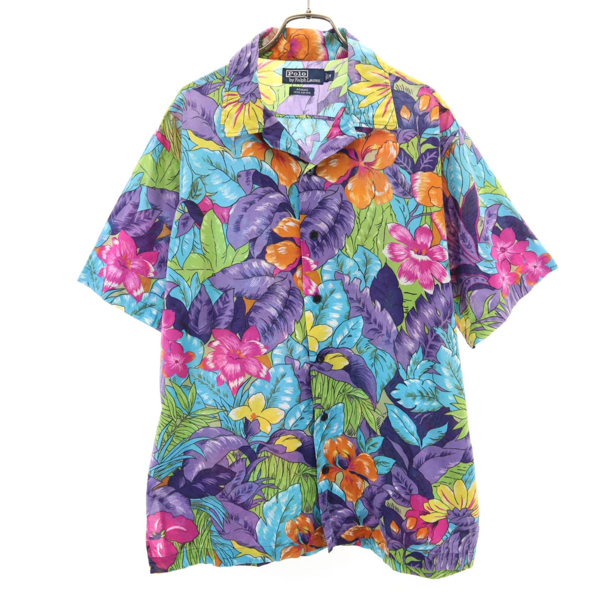 Polo by Ralph Lauren ポロバイラルフローレン 90s オールド 開襟 花柄 半袖 オープンカラーシャツ M マルチ ADAMS メンズ 古着
