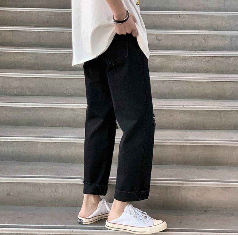 ボトムス パンツ ズボン ストレートパンツ ジーンズデニム Gパン 9分丈 アンクル丈 ゆる ブルーデニム カラーデニム シンプル カジュアル ワイルド クール 無地 春 夏 秋 冬