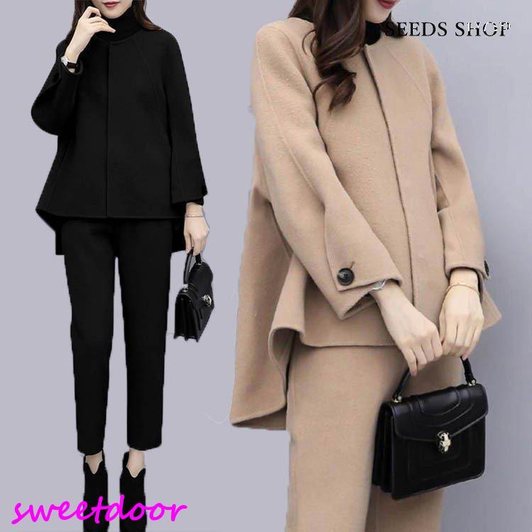 イベント特典 セットアップ レディース 秋冬 秋コーデ パンツスーツ レディース ゆったり 体型カバー フォーマル 卒業式 入学式 セレモニー 秋服 40代