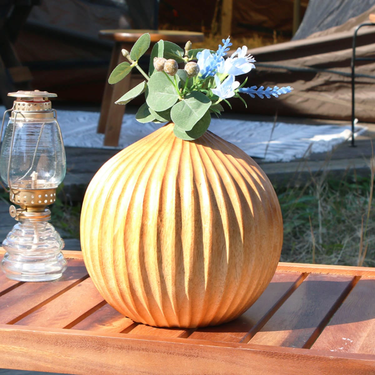 花瓶 マンゴーウッドフラワーベース ラウンドL 花びん 花器 ベース フラワーベース 木製 一輪挿し 花 ドライフラワー 造花 花入れ 生花 野草 グリーン インテリア マンゴー ウッド