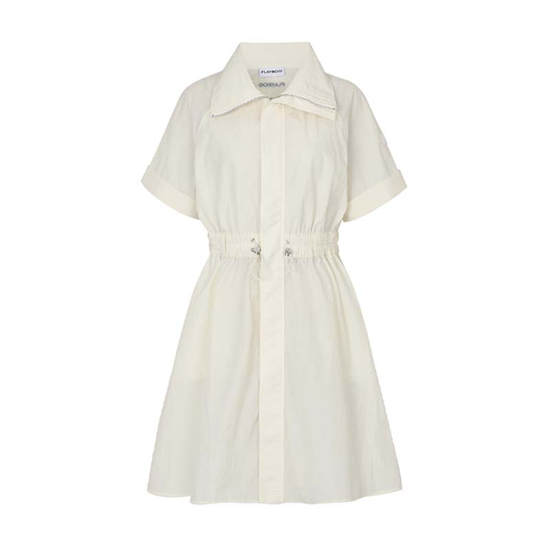 NYLON WOVEN COAT DRESS_Ivory