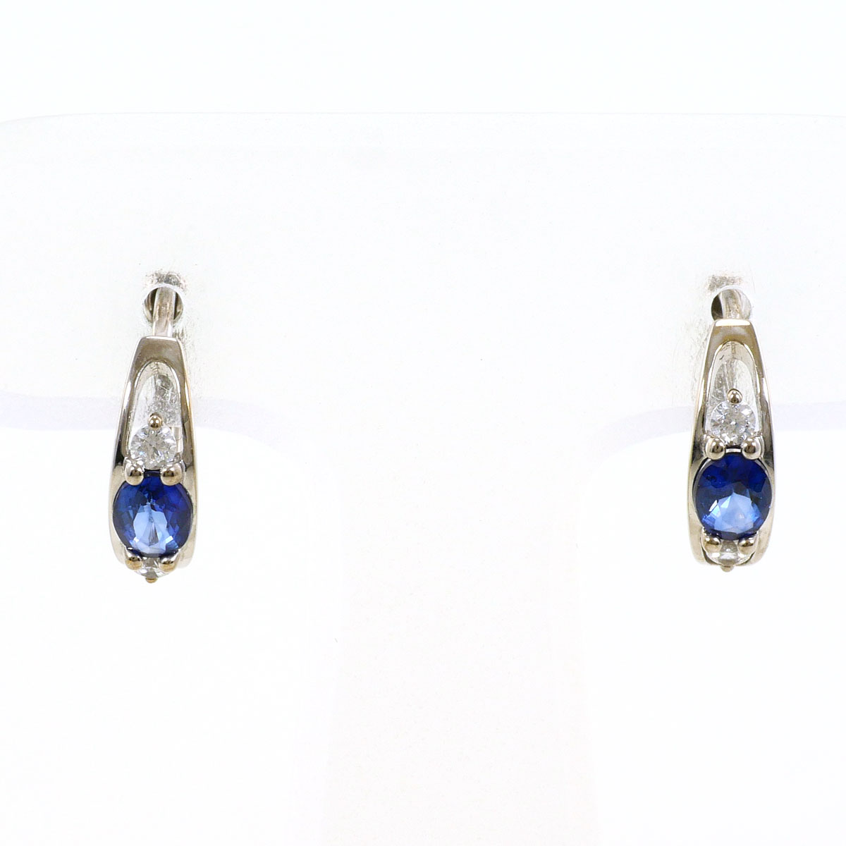K10 10金 WG ホワイトゴールド ピアス サファイア ジルコニア 総重量約1.5g 中古