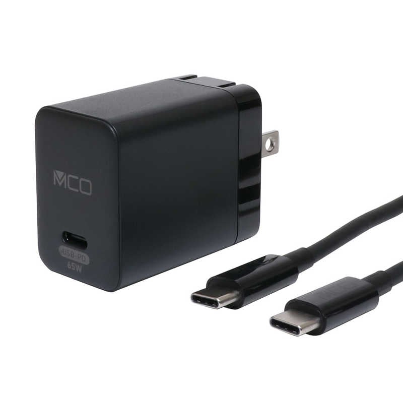 ナカバヤシ　GaN採用 USB PD対応 USB-ACアダプタ 65W Type-Cケーブル付　IPA-CS03/BK