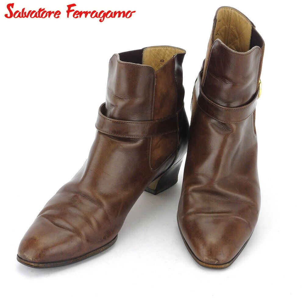 ショートブーツ シューズ 靴 ガンチーニ レディース 5ハーフ ブラウン 中古