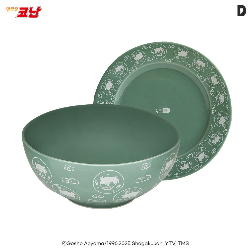 [名探偵コナン] 工藤新一 青磁 大鉢＆皿セット / 명탐정 코난 쿠도 신이치 청자 대접 &접시 세트 / 韓国限定