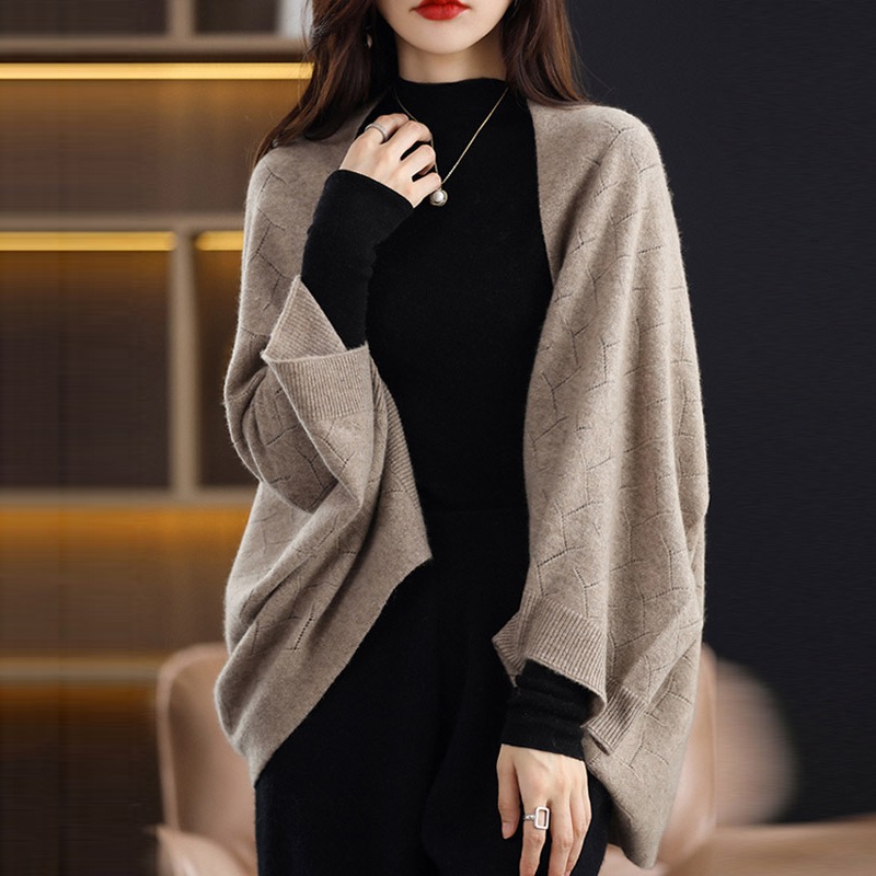 【楽天人気アイテム】 3色展開 質感あふれる 女っぽさが漂う ロマンチックニット ポンチョカーディガン