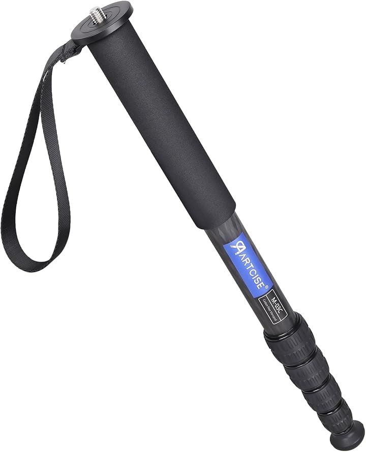 カーボン カメラ 一脚 28.5mmカーボンファイバー管経 5段伸縮 コンパクト軽量 旅行 トラベル モノポッド ナット式 DSLR/ビデオ/カムコーダー適用 最大耐荷重10キロ