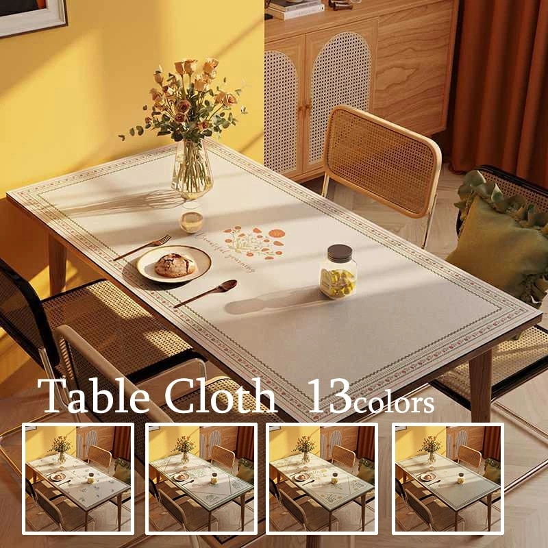 【急速出荷】80*140cm テーブルクロス テーブルマット 北欧 長方形 高級感 pu皮革生地 ダイニングテーブルマット 汚れ防止 防水防油 耐熱 食卓カバー おしゃれ 花柄 撥水 家庭用 13色