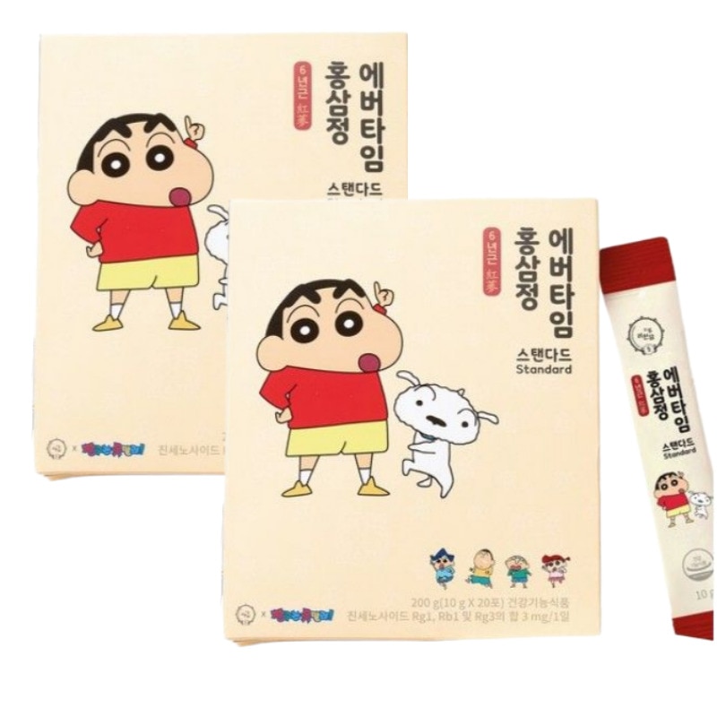 リョウォンダム クレヨンしんちゃん コラボ 6年根 紅参正 エバータイム スタンダード 家族用 20包入 X2ボックス