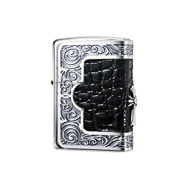 ZIPPO ジッポー フレーム クロコダイル メタル 十字架 クロス