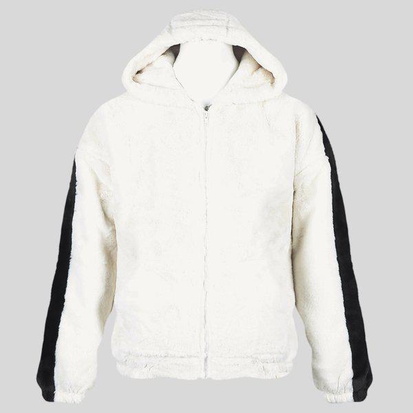 メンズ冬セミオーバーフィットライン極細糸フード付きジップアップジャンパーRB-JUW-Q058-アイボリー