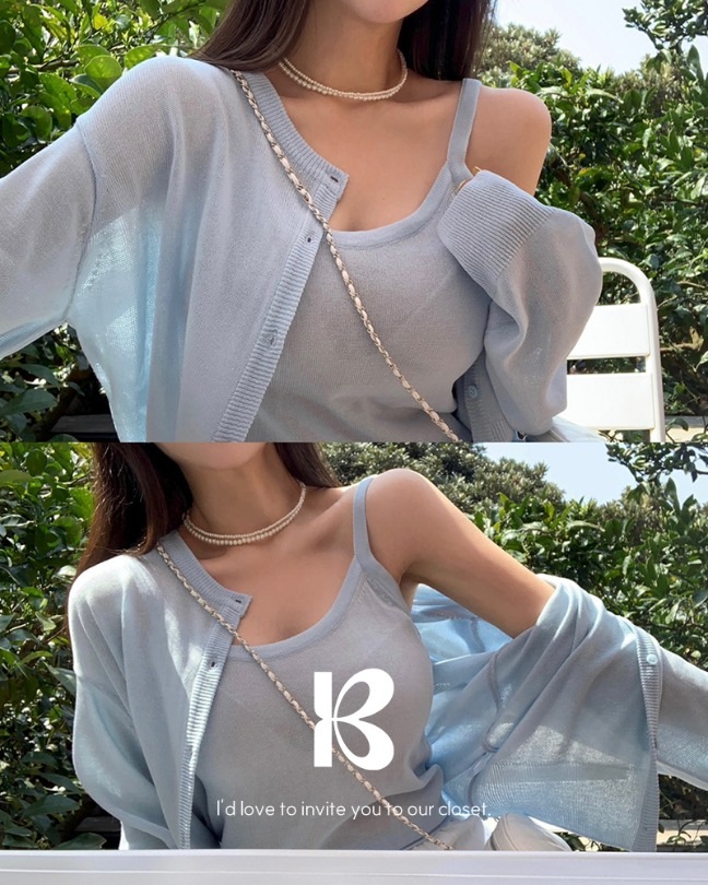 [MADE] バリシースルーキャミソールカーディガンセットアップ cd1269