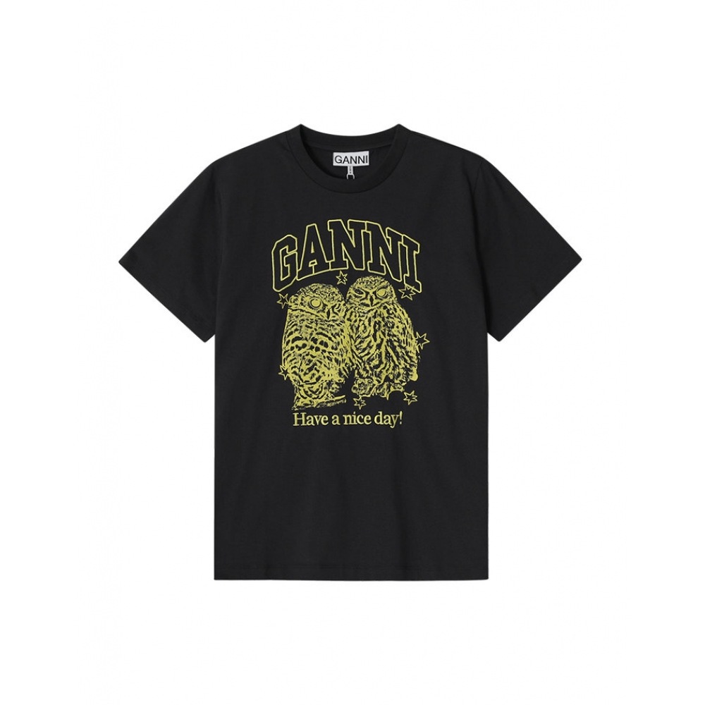 ガニガンニ T4059 252 フクロウロゴプリントレディース半袖Tシャツ 15,384円