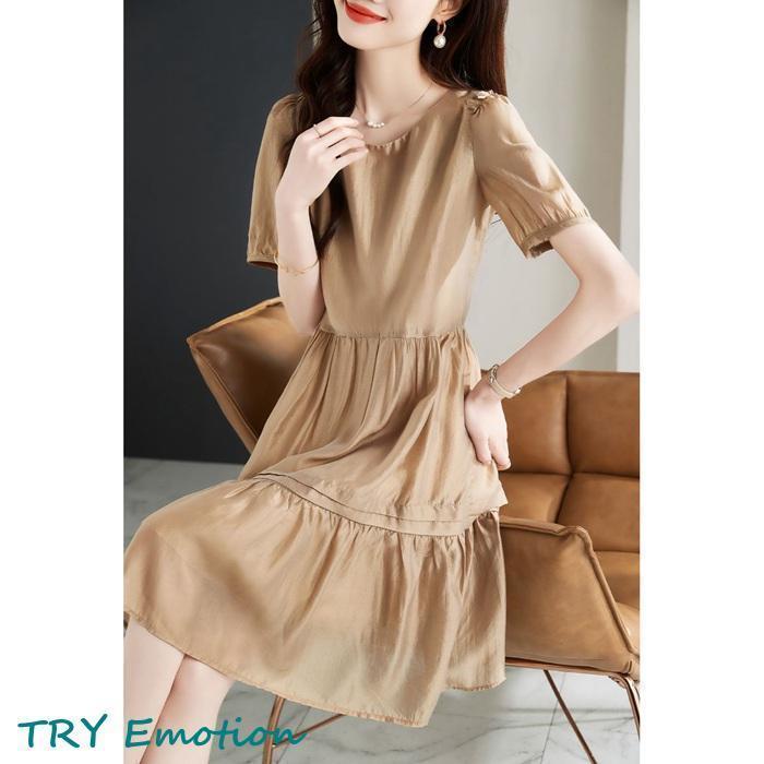 フレアワンピース レディース 上品 Aライン 体型カバー 半袖ワンピース 夏ワンピース カジュアル フェミニン 20代 30代 可愛い きれいめ