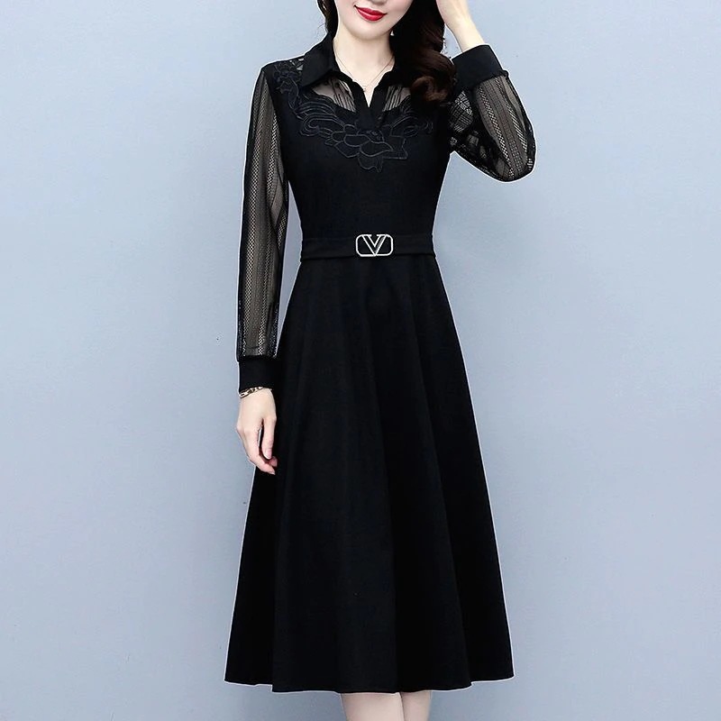 大きいサイズ レディース ファッション レース ステッチ 洋風 着痩せ ミドル丈 スカート 齢 を下げる お腹 カバー ワンピース