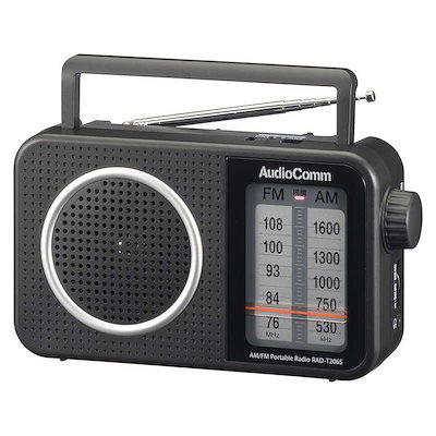 他サイト： オーム電機　AM/FMポータブルラジオ AudioComm ［ワイドFM対応 /AM/FM］ ブラック　RAD-T206Sの商品画像