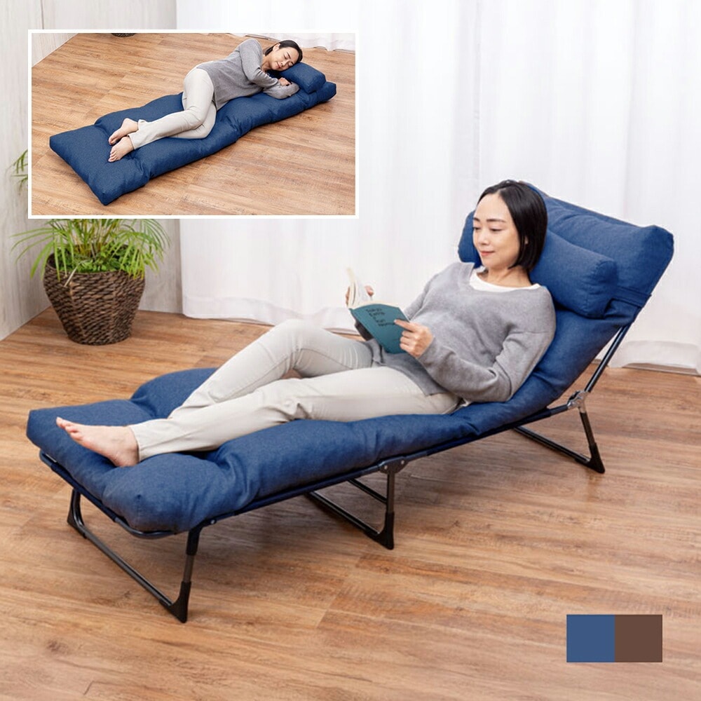 コンパクト リクライニングベッド ごろ寝ベッド カウチベッド 折りたたみベッド リクライニングチェア ごろ寝マット 折りたたみマットレス 簡易ベッド 昼寝ベッド 一人用ベッド コンパクトベッド 枕付き