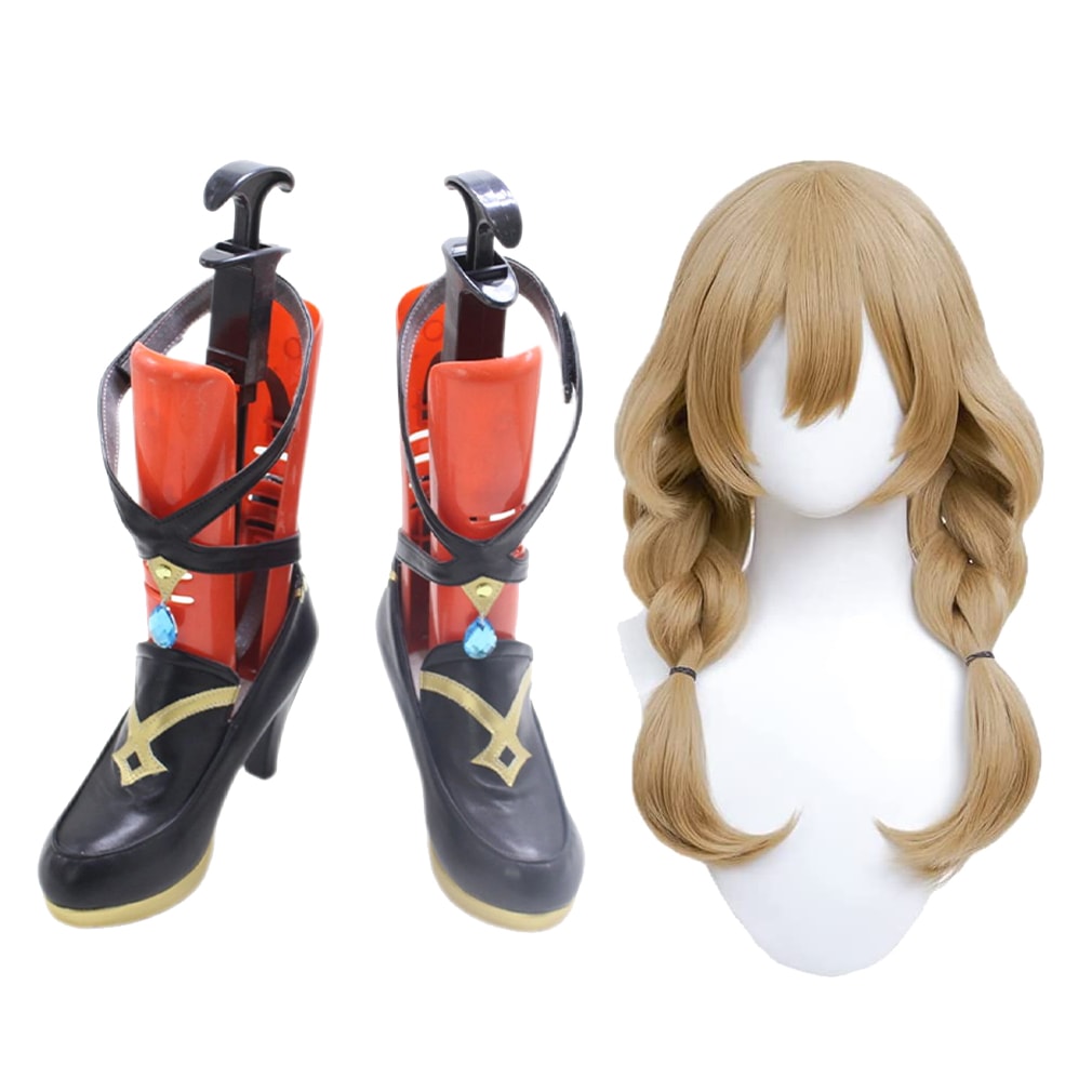 コスプレ靴 リサ コスプレ 葉に隠れし芳名 リサ げんしん 原神 ウィッグ付き 下駄 シューズ 長靴 コスプレ クリスマス ハロウィン
