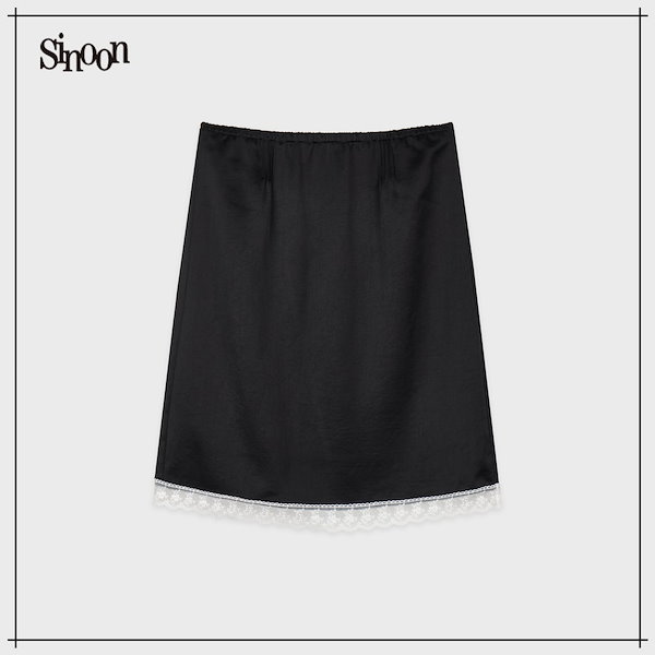 【SINOON】 Lace Midi Skirt (Black) 正規品