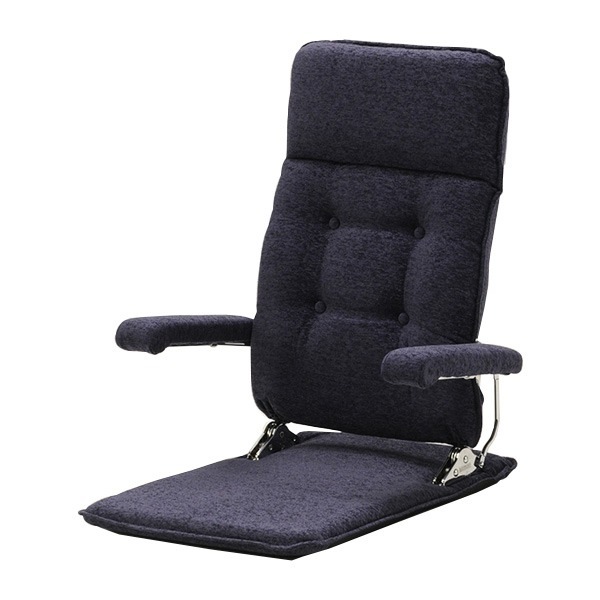 肘付き 座椅子/フロアチェア C-NV ネイビー 肘はねあげ式 リクライニング 日本製 MF-クルーズST