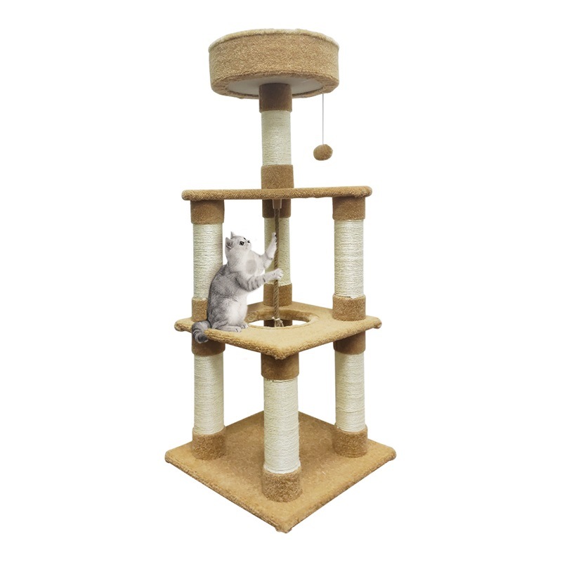国内即納 キャットタワー 猫タワー キャットランド スリム型 据え置き おもちゃ付き 118cm