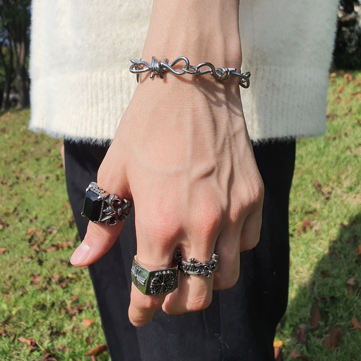 ノーブルンステンレススチールディアノス名品芸能人韓国メンズブレスレット