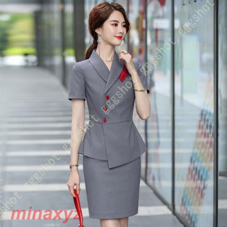 セットアップ レディース ミセス タイトスカート 半袖 膝丈 カジュアル 春秋 フォーマル 大きいサイズ 結婚式 通勤 スーツ オフィス 礼服 アンサンブル 前開き 4,970円