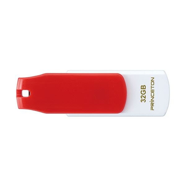 （まとめ）プリンストン USBフラッシュメモリーストラップ付き 32GB レッド/ホワイト PFU-T3KT/32GMGA 1個[x3セット]