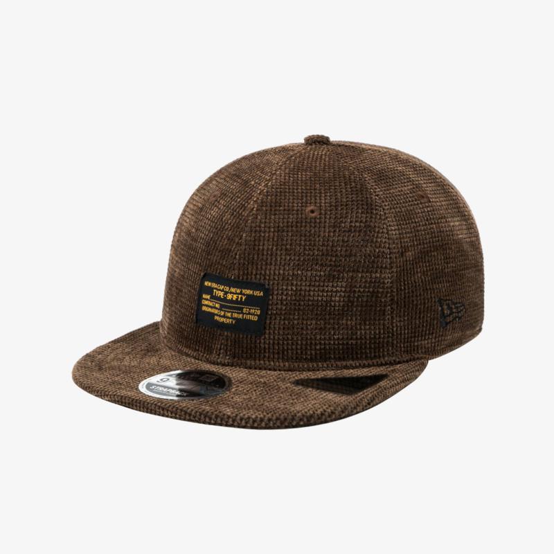 スクエア コーデュロイ レトロ クラウン ストラップバック ブラウン 14881423